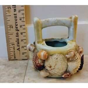 Vintage Pismo Beach CA Souvenir Seashell Wishing Well Ceramic Toothpick Holder